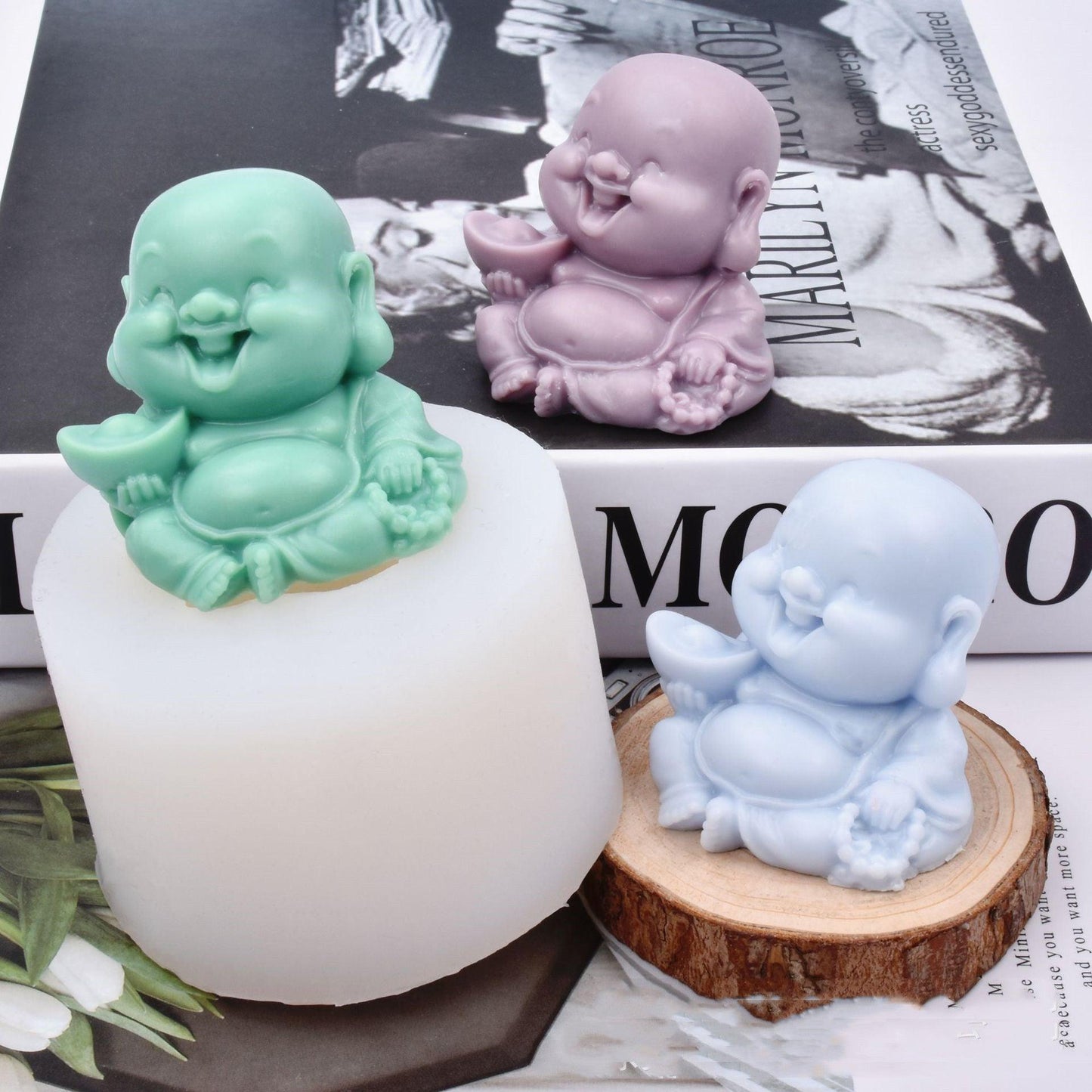 Cute Bald Little Monk Candle Mould Candles Moulds