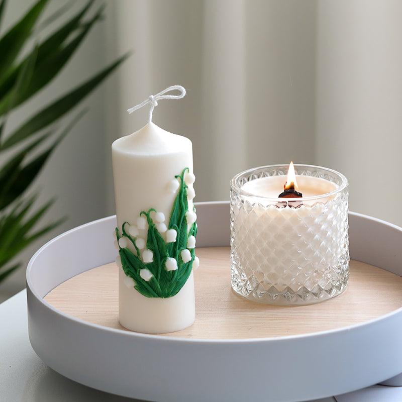 Cylinder Flower Carving Scented Candle Mould - Lily of the Valley Candles Moulds