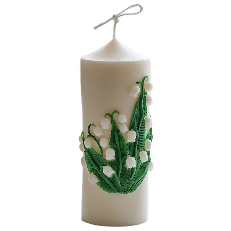 Cylinder Flower Carving Scented Candle Mould - Lily of the Valley Candles Moulds