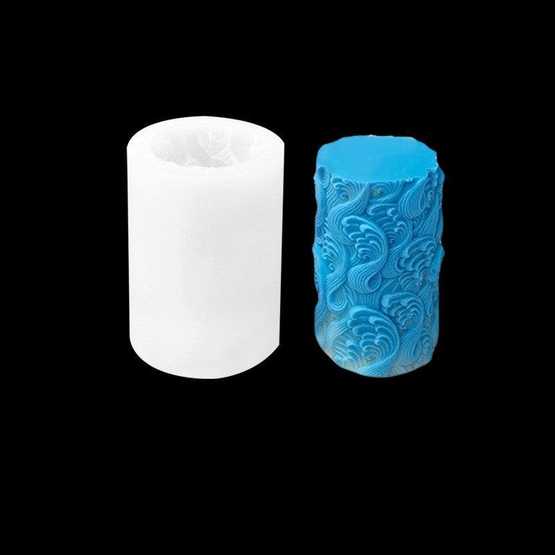 Floral Pattern Cylinder Scented Candle Silicone Mould Candles Moulds
