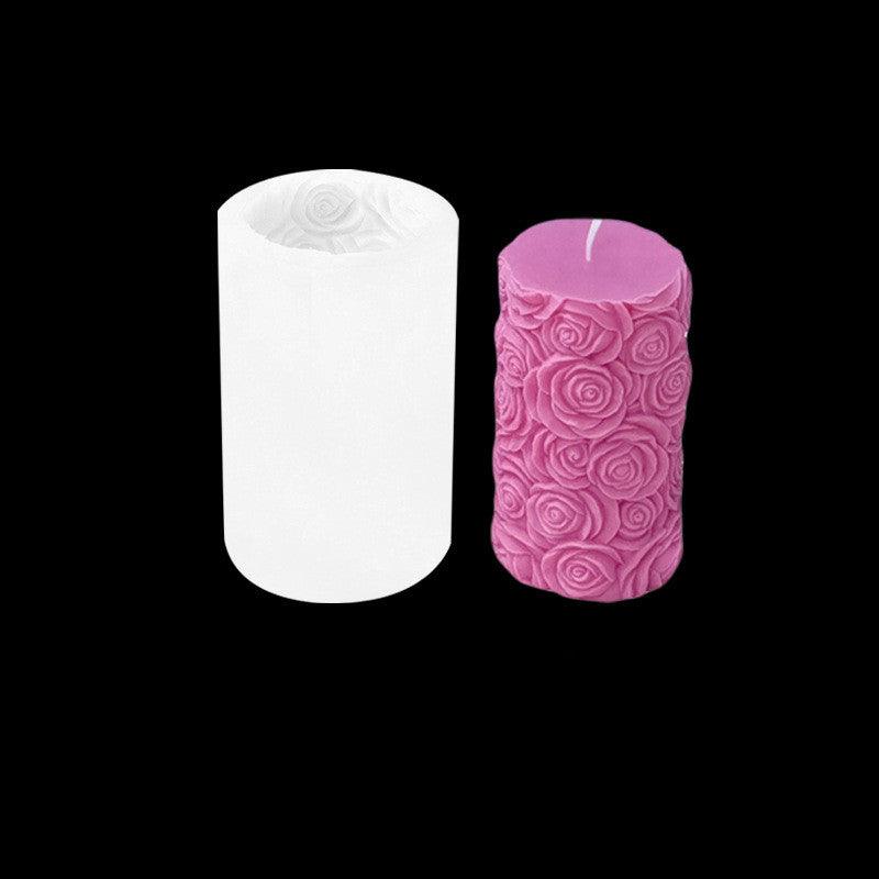 Floral Pattern Cylinder Scented Candle Silicone Mould Candles Moulds