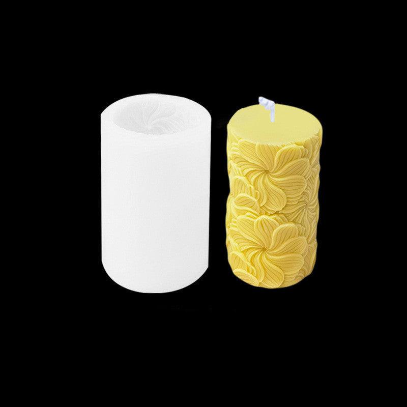 Floral Pattern Cylinder Scented Candle Silicone Mould Candles Moulds