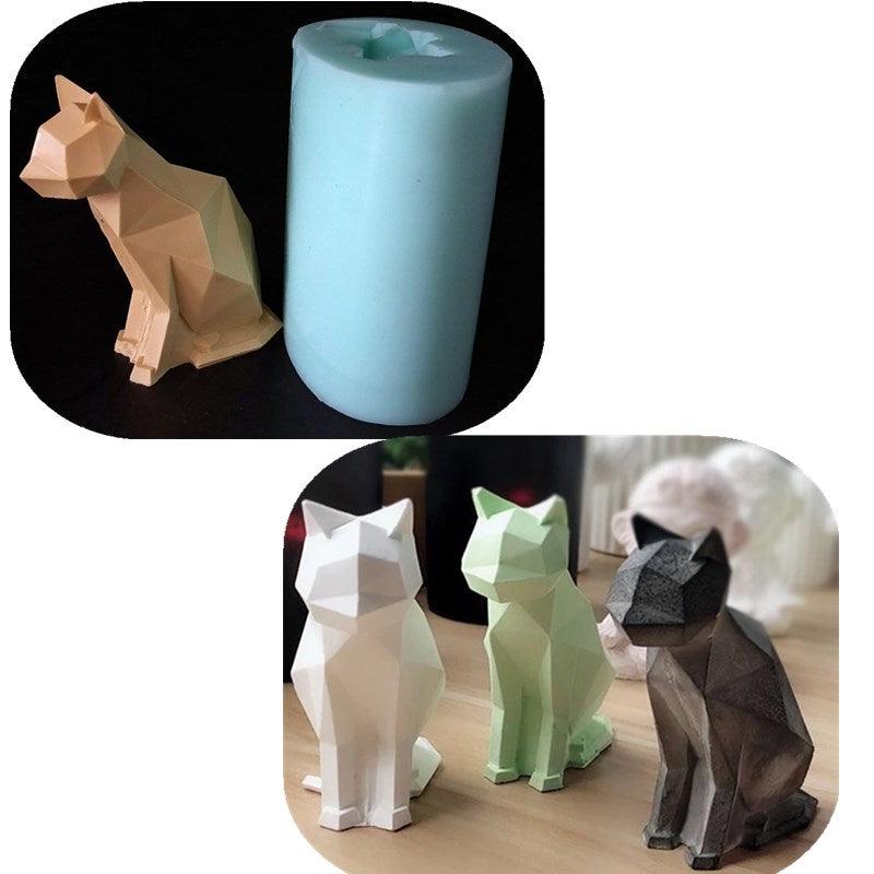 Geometric Cat silicone Candle Mould Candles Moulds