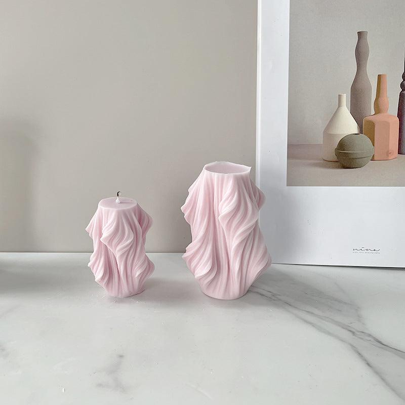 Geometric Irregular Wave Pattern Rotating Scented Candle Silicone Mould Candles Moulds