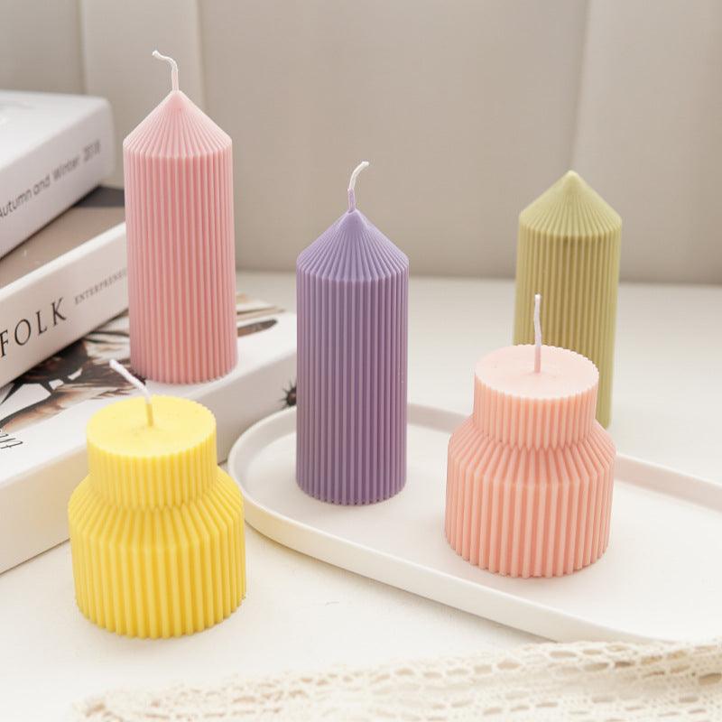 Geometric Pinstripe Apex Candle Plastic Mould Candles Moulds