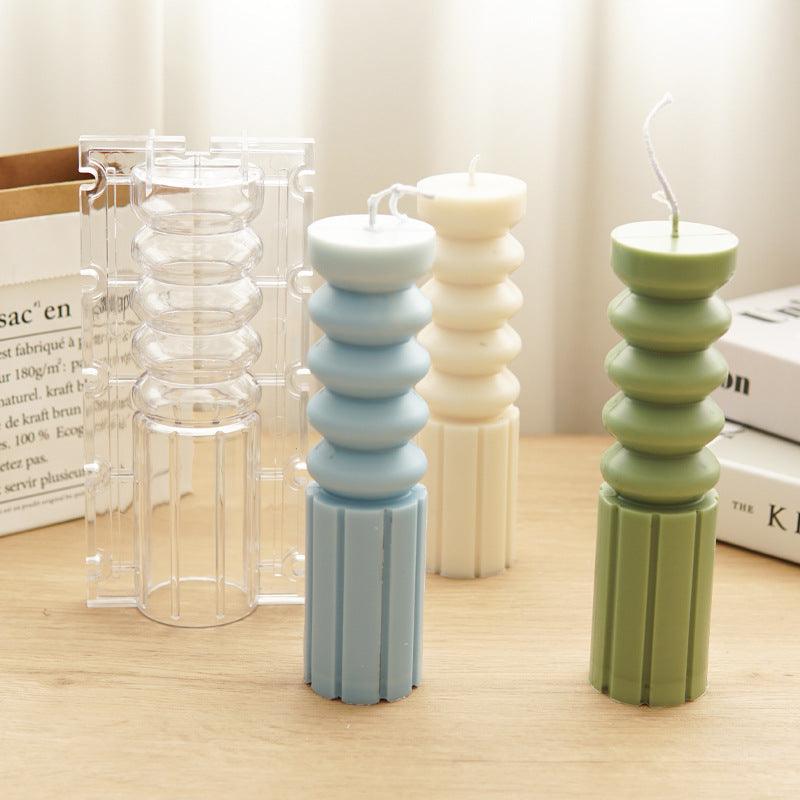 Geometric Stripe Cylindrical Candle Mould Plastic Candles Moulds