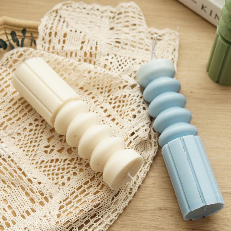 Geometric Stripe Cylindrical Candle Mould Plastic Candles Moulds