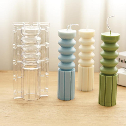 Geometric Stripe Cylindrical Candle Mould Plastic Candles Moulds