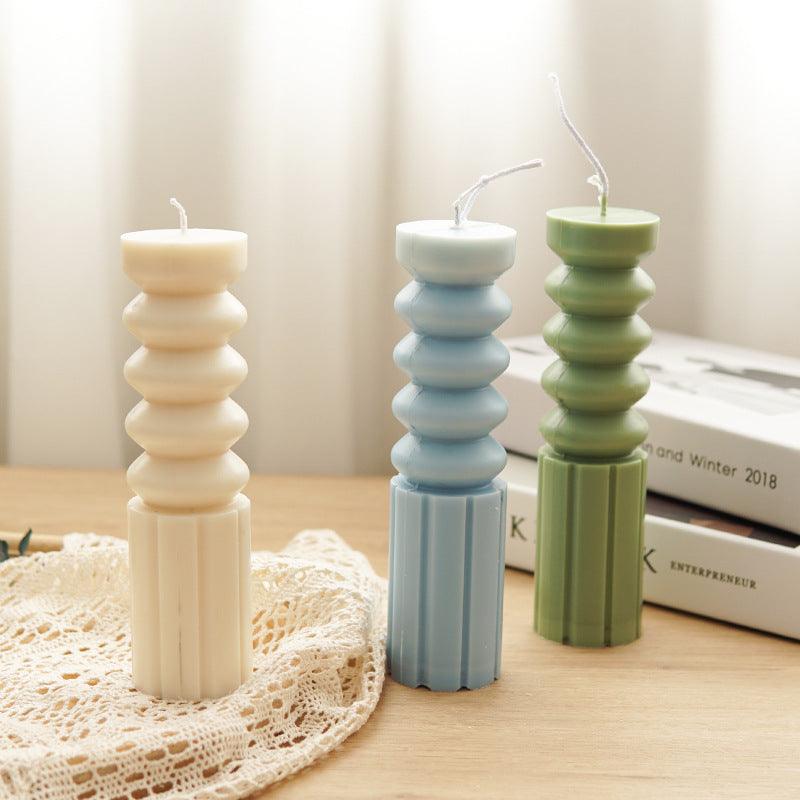 Geometric Stripe Cylindrical Candle Mould Plastic Candles Moulds