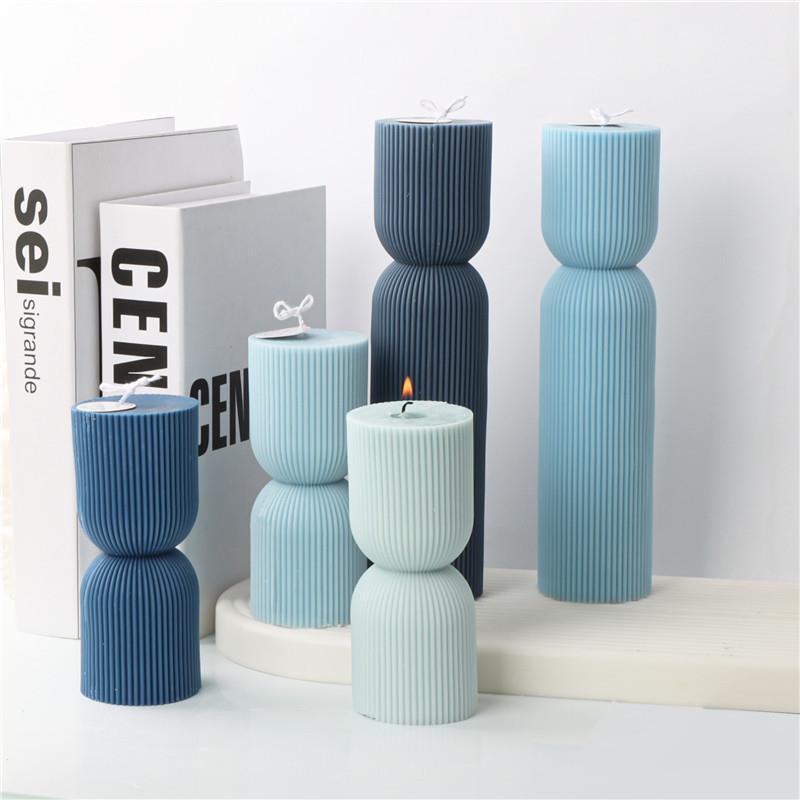 Geometric Striped Cylindrical Candle Silicone Mould Candles Moulds