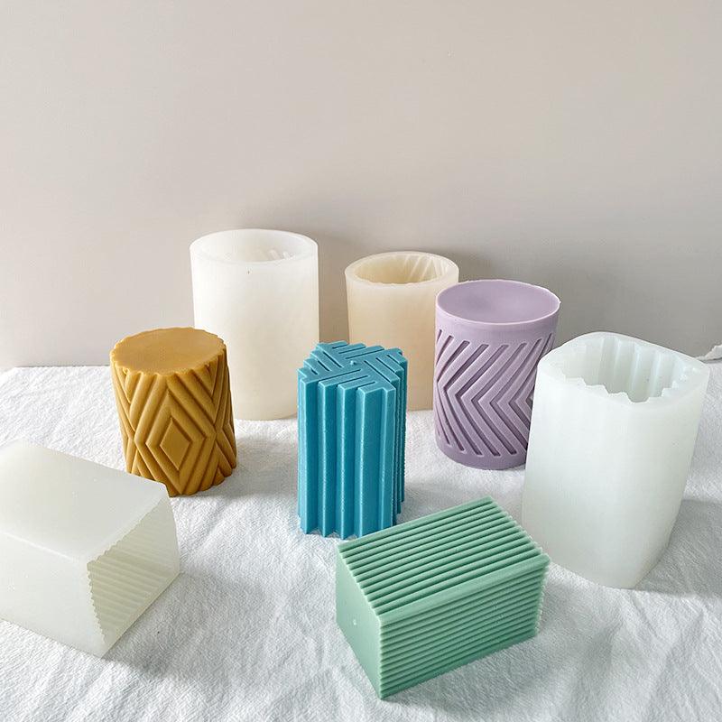 Geometric Stripes Waves and Diamond Pillar Candle Silicone Mould Candles Moulds