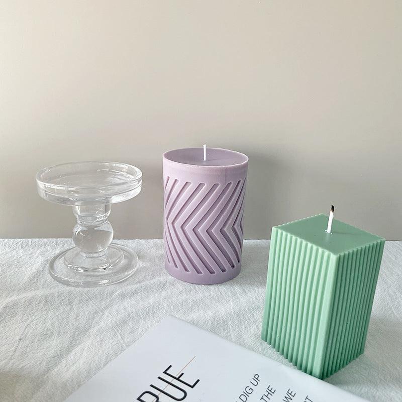 Geometric Stripes Waves and Diamond Pillar Candle Silicone Mould Candles Moulds