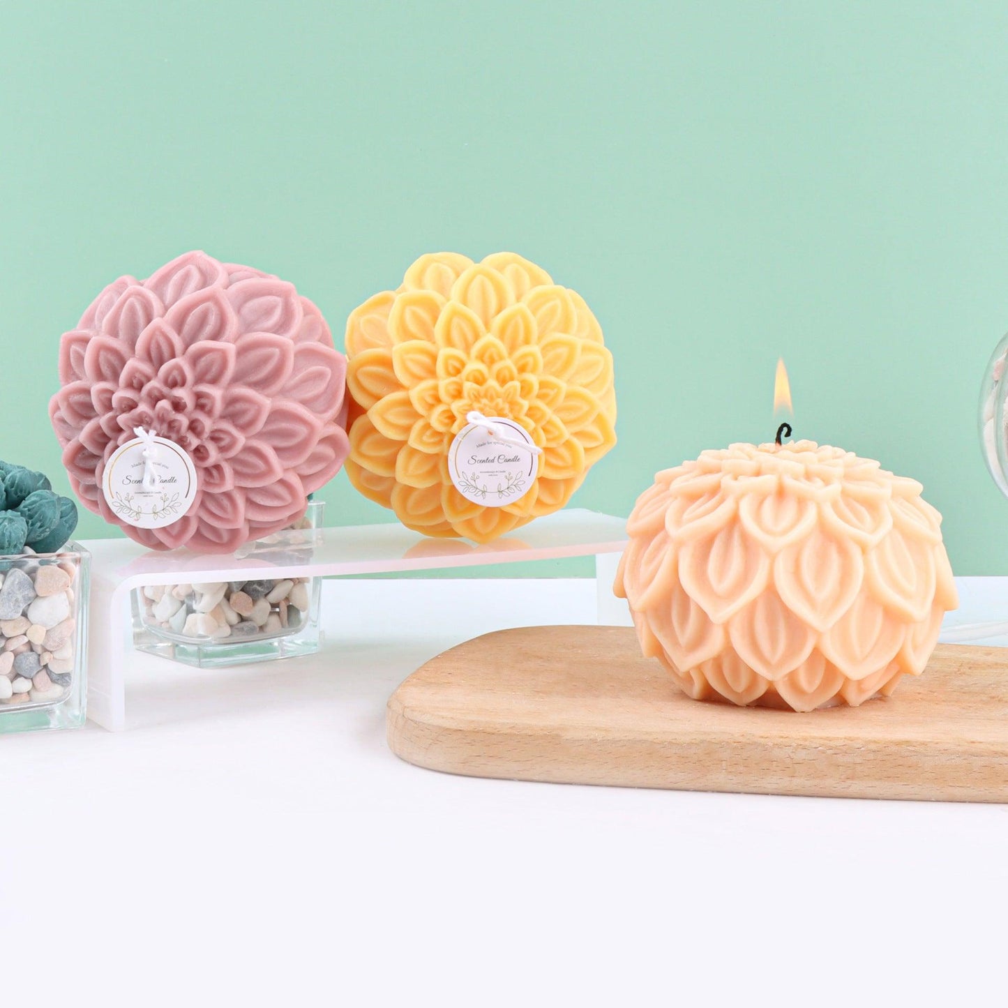 Golden Lotus Flower Candle Mould Diy Liquid Silicone Candles Moulds