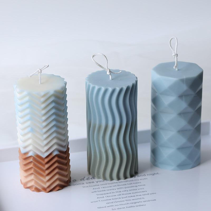 Lines Pattern cylindrical candle Moulds Candles Moulds