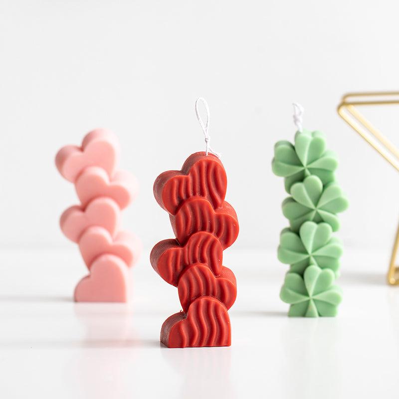 Love Heart Silicone Candle Mould & Four Leaf Clover Silicone Candle Mould Candles Moulds