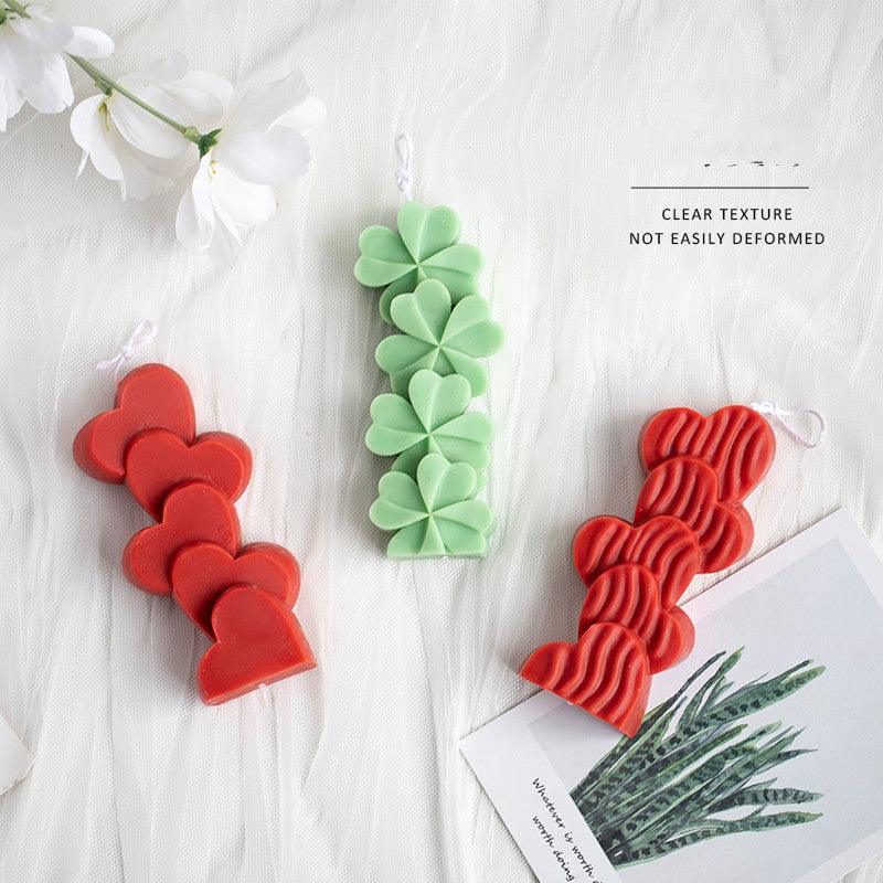 Love Heart Silicone Candle Mould & Four Leaf Clover Silicone Candle Mould Candles Moulds