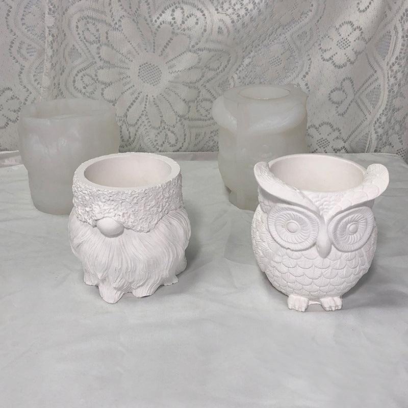 Owl Flower pot Silicone Mould Candles Moulds