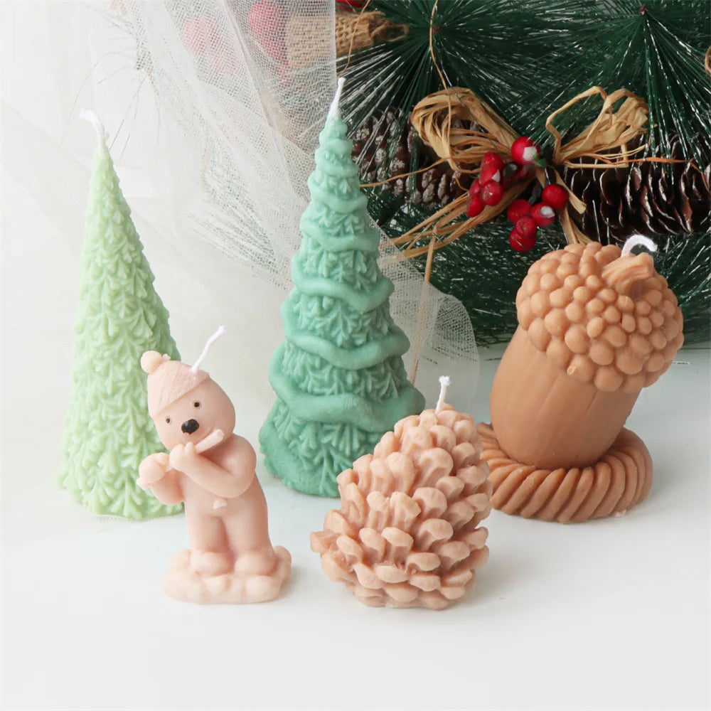 3D Christmas Tree Pinecone Candle Silicone Mould