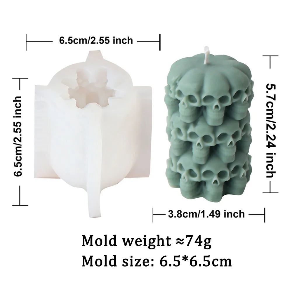3D Skull Head Candle Moulds