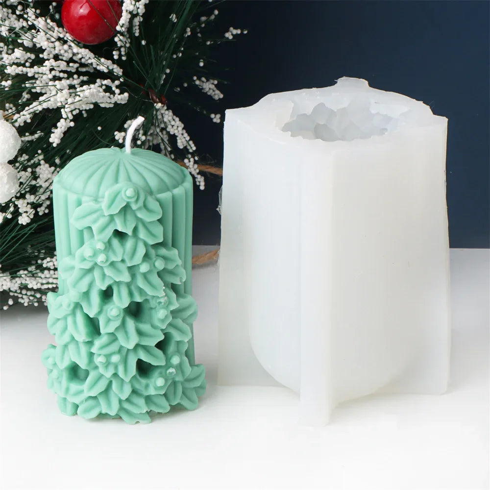 Christmas Cylindrical Candle Silicone Mould