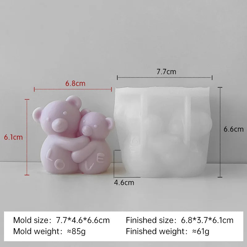 3D Love Bear Aroma Candle Silicone Mould