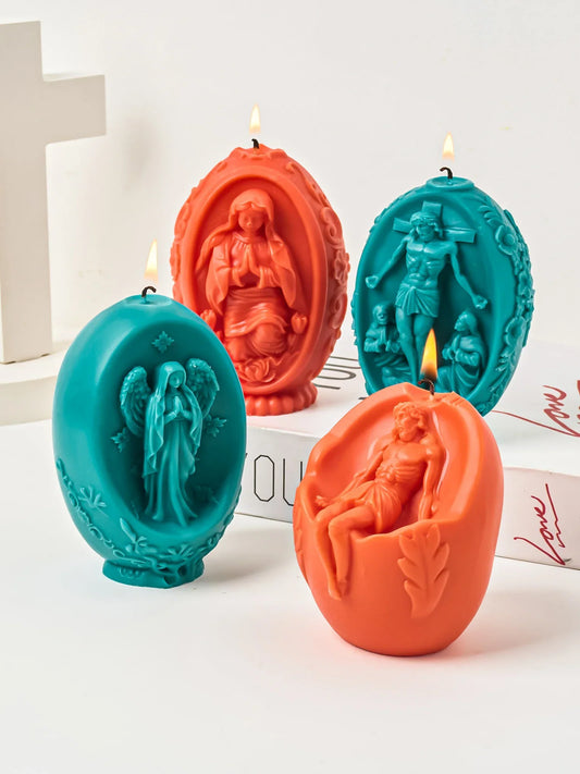 DIY 3D Jesus and Virgin Mary Easter Egg Silicone Candle Mould