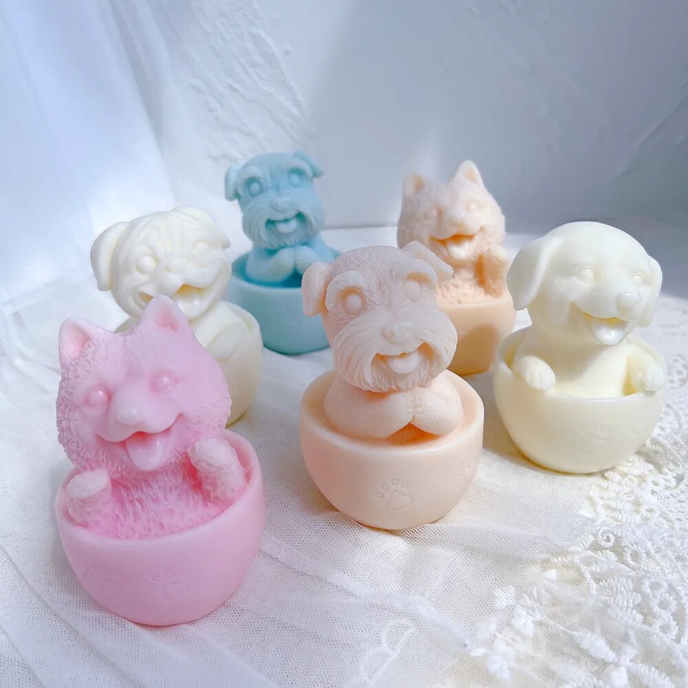 Cute Cup Dog Candle Silicone Mould