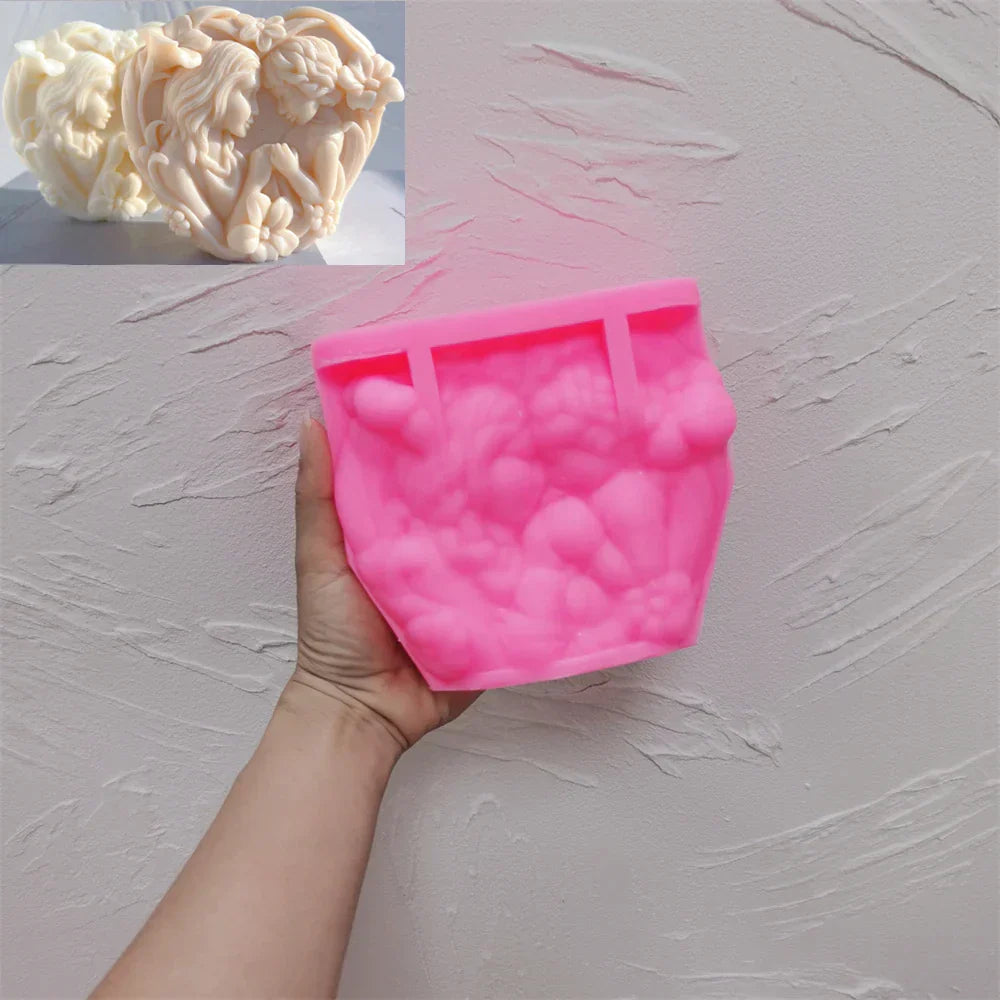 Greek Figurine Mother With Baby Silicone Candle Mould