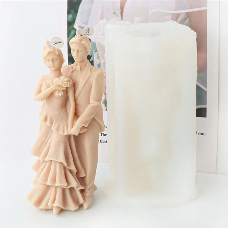 Bride and groom Wedding Ceremony Candle Mould Silicone