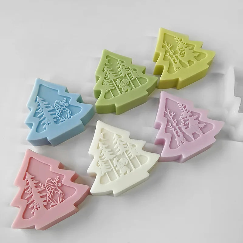 3D Christmas Tree Santa Elk Aromatherapy Silicone Candle Mould