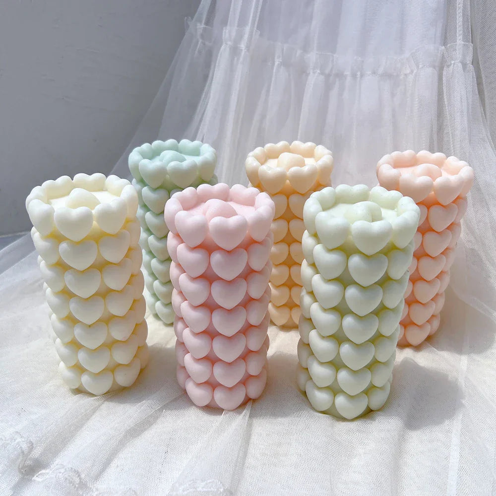 Heart Pillar Silicone Candle Mould: Wedding & Anniversary Gift