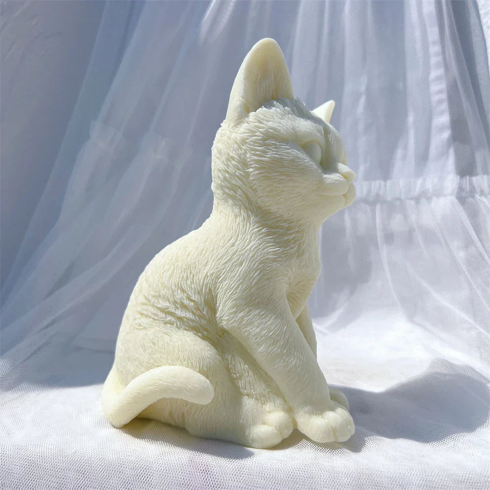 Sitting Tabby Cat Candle Silicone Mould