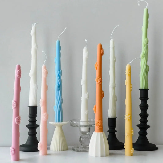 Flowers Pattern Candle Stick Silicone Mould