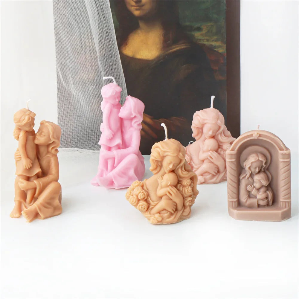 Mother Holding Baby Silicone Candle Mould