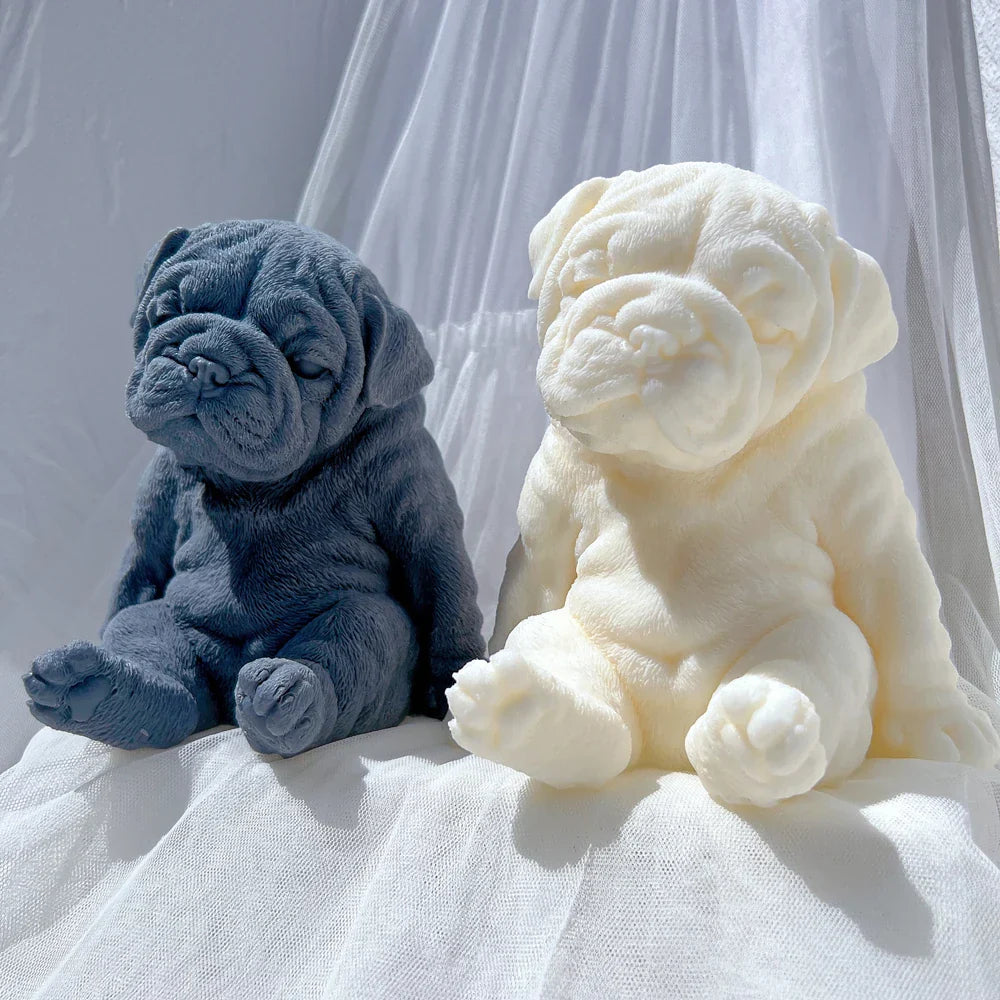 Sitting Sleeping Bulldog Puppy Candle Mould