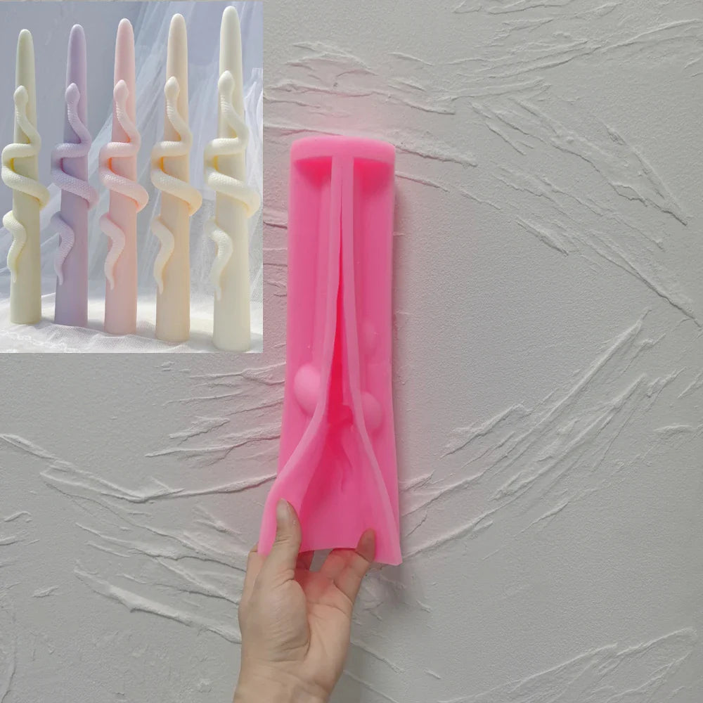 25CM Tall Snake Around Pillar Candle Mold