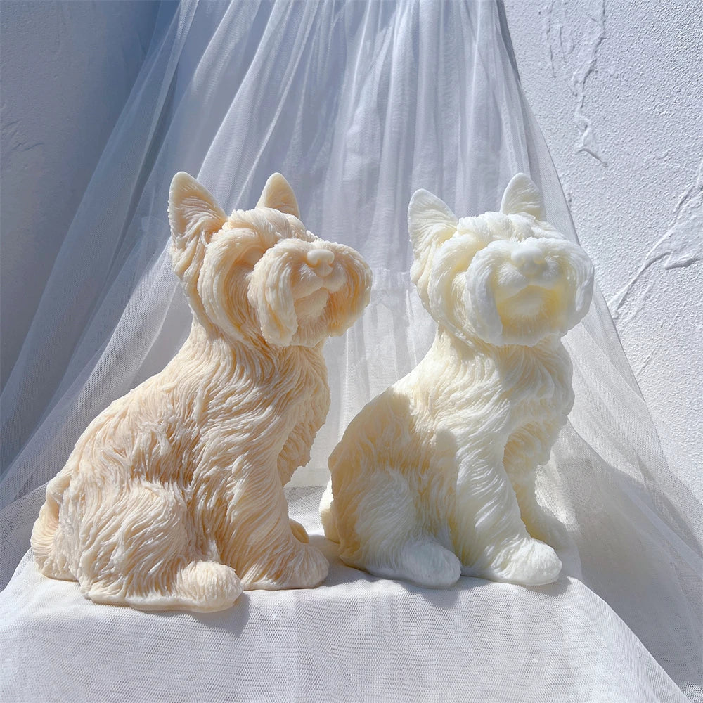 Yorkshire Terrier Dog Statue Candle Silicone Mould