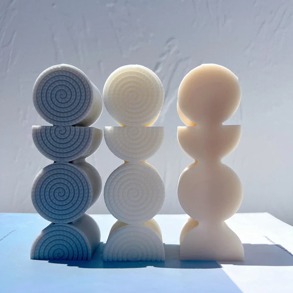 Fluted Swirl Twist Fancy Boho Rainbow Arch Candle Silicone Mould