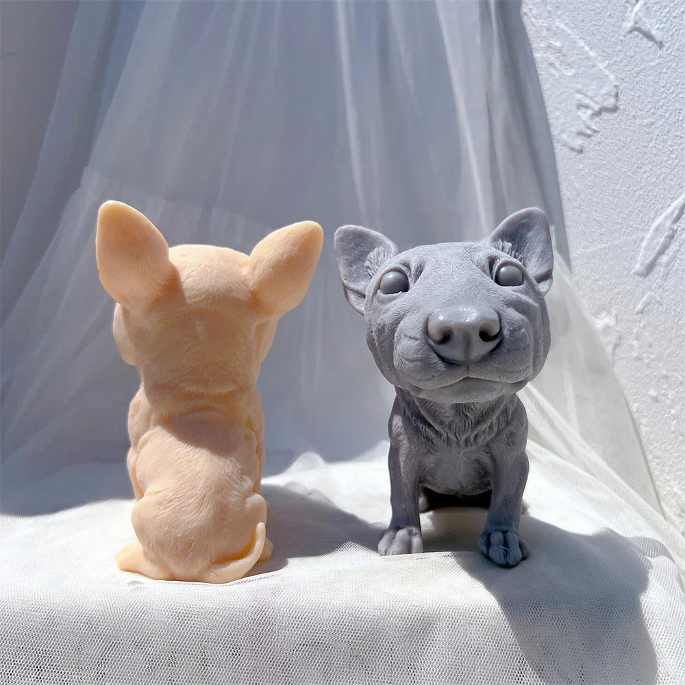Bullhead Terrier Statue Candle Silicone Mould