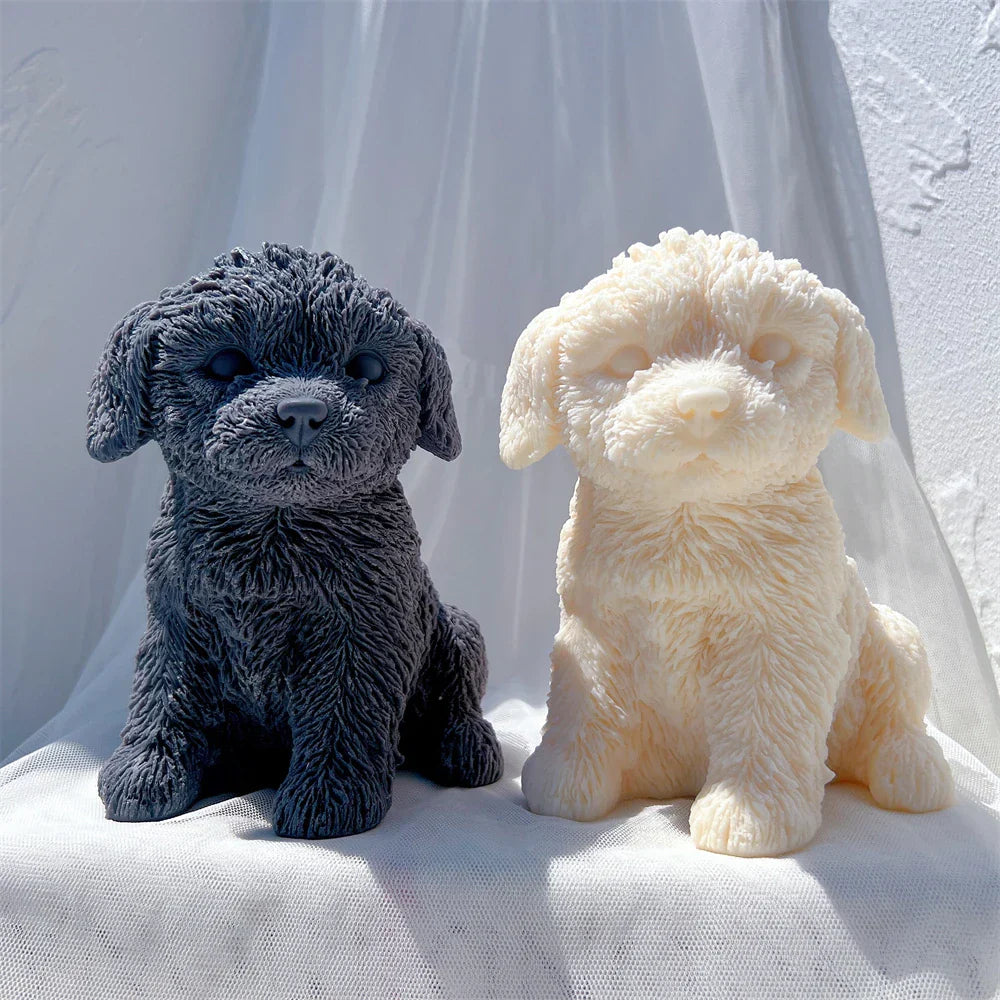 Cute Labradoodle Dog Silicone Candle Mould