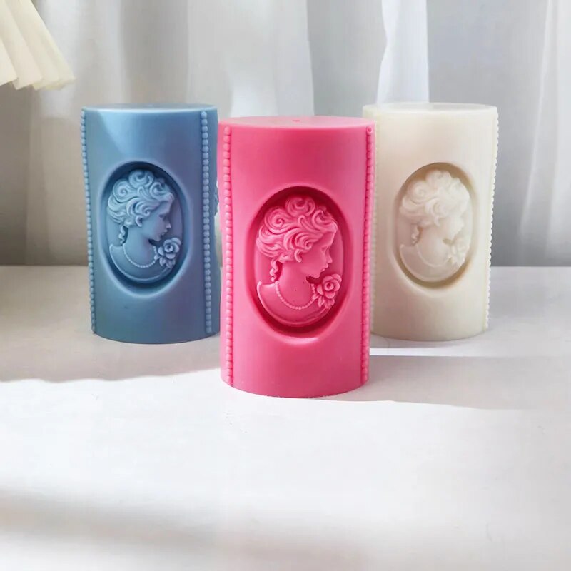 Girl portrait column candle Mould