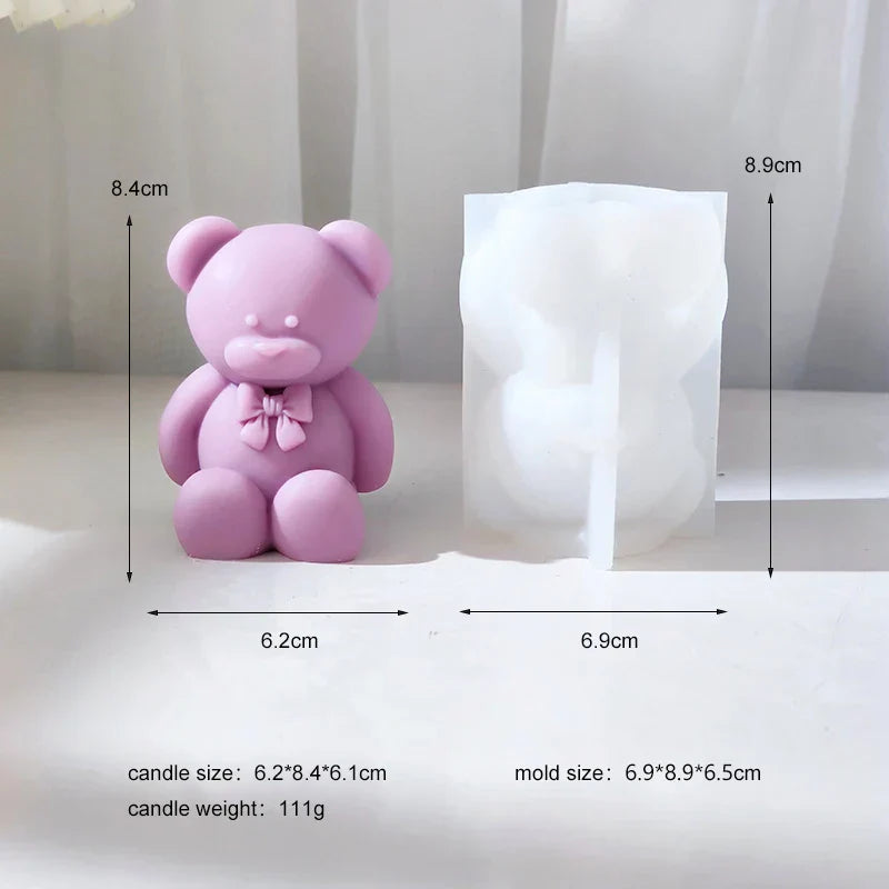 Bowtie Bear Silicone Candle Mould