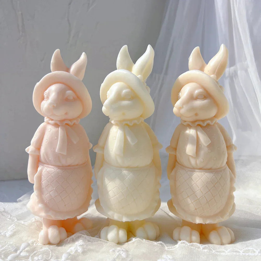 Apron Rabbit Girl Silicone Candle Moulds