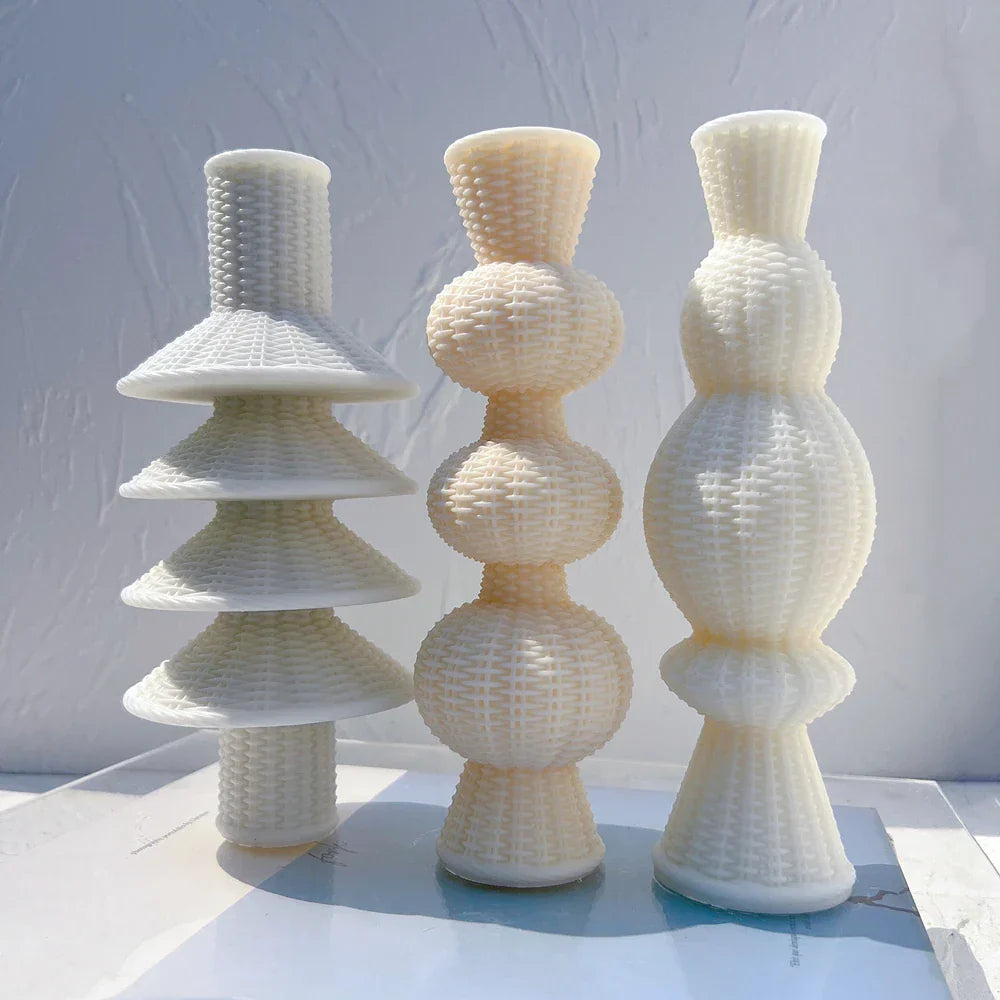 24CM Tall Weave Pillar Candle Mould