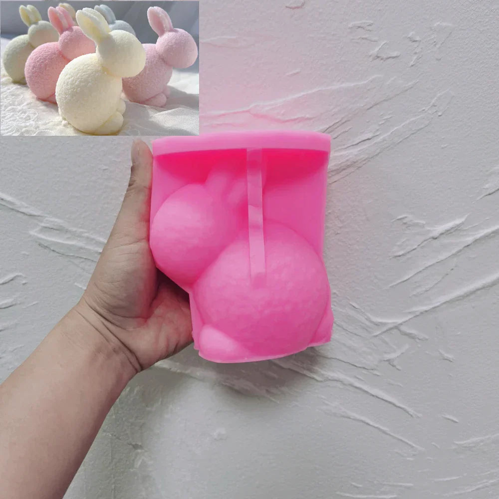 Flocked Rabbit Silicone Candle Moulds