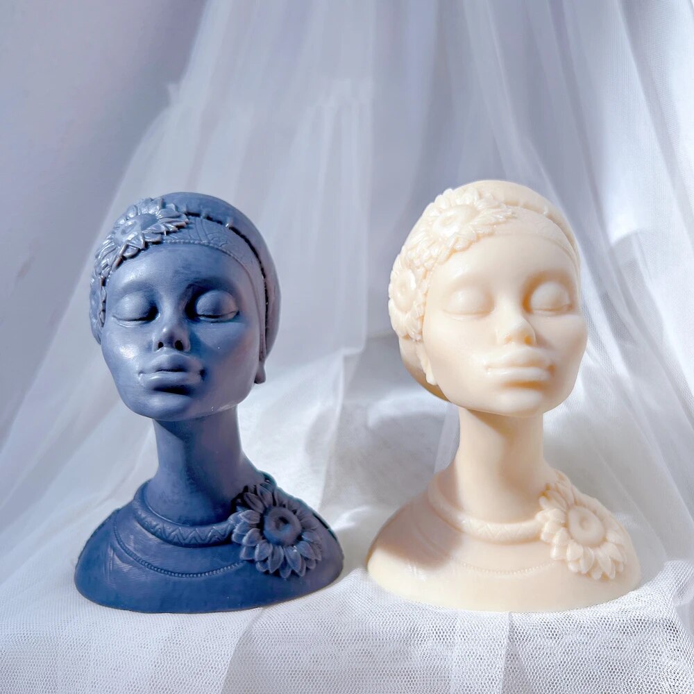 Afro Women Beautiful Goddess Candle Silicone Mould