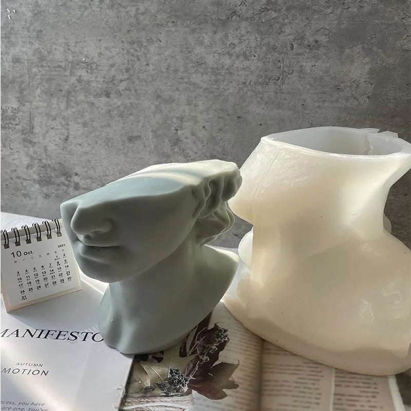 Half Face David Head Silicone Candle Mould