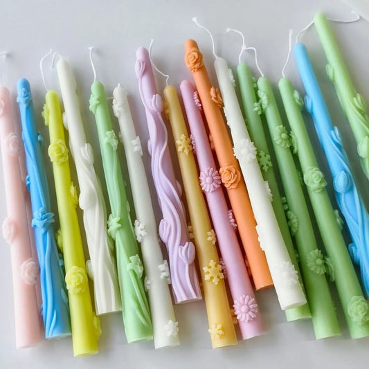 Flowers Pattern Candle Stick Silicone Mould