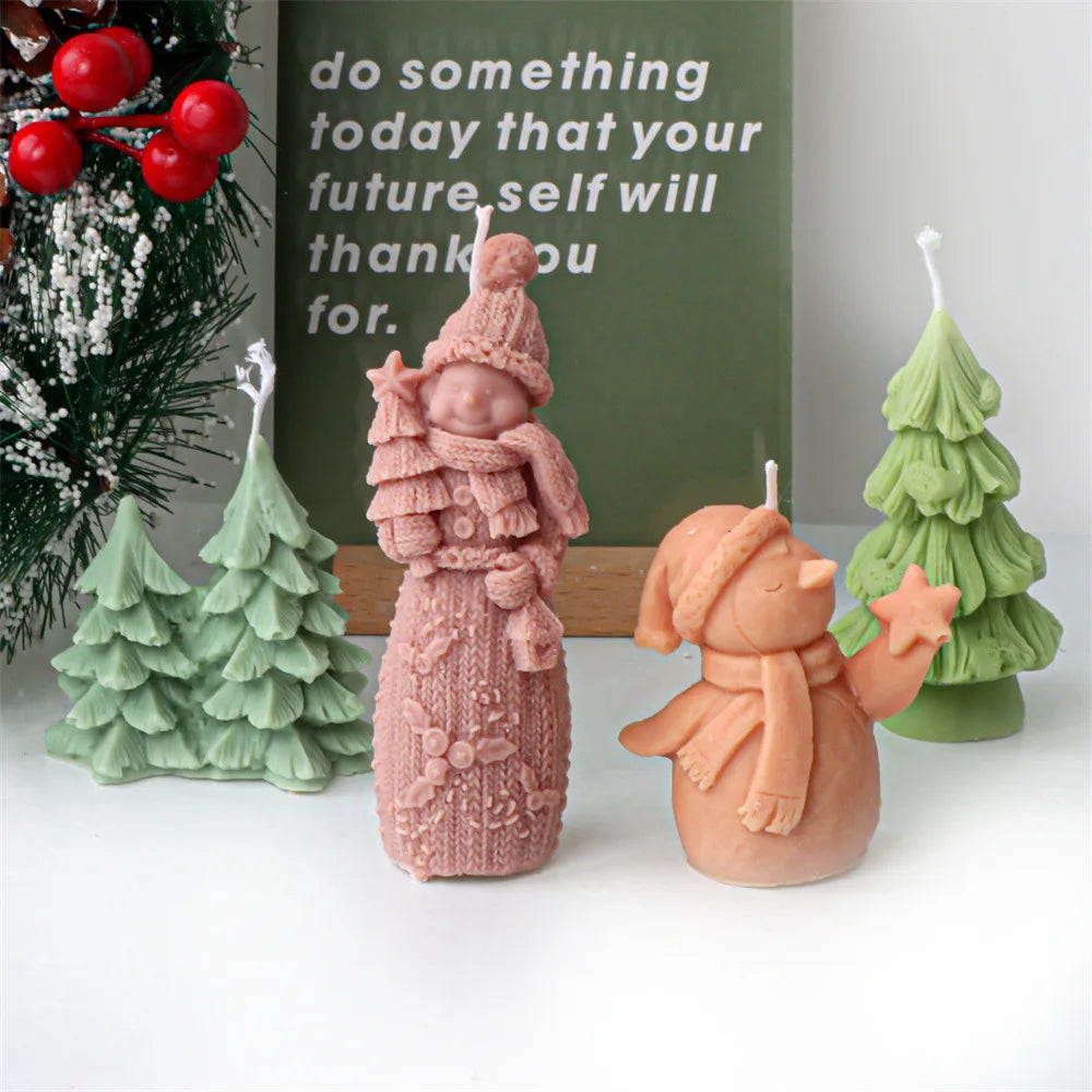 Snowman Christmas Tree Candle Silicone Mould
