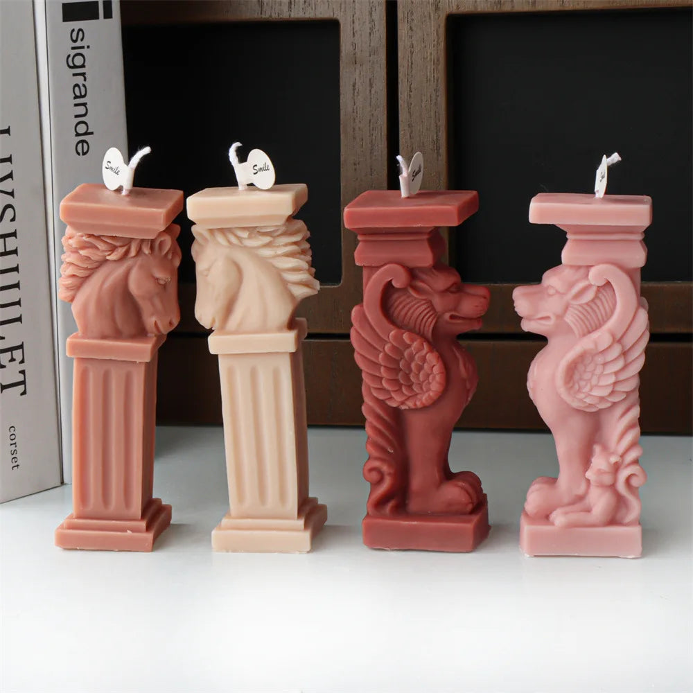 Horse Head Lion Roman Pillar Candle Mould